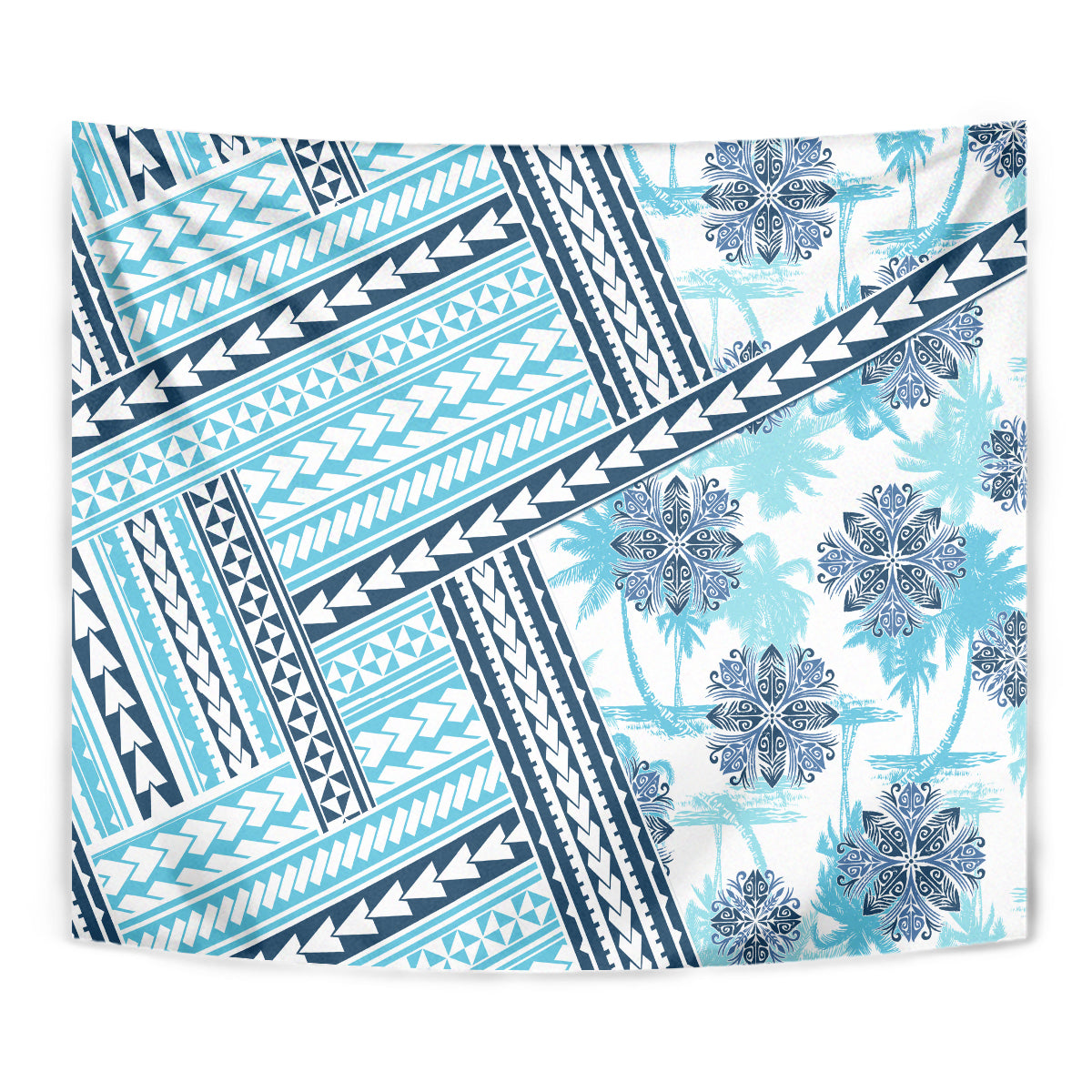Hawaii Quilt Tapestry Kakau Polynesian Pattern Sky Blue Version LT01 - Polynesian Pride