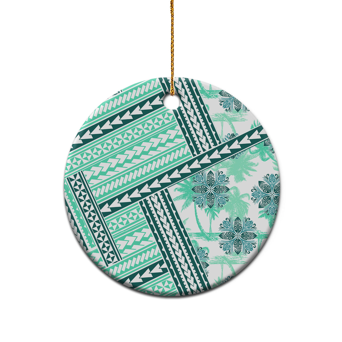Hawaii Quilt Ceramic Ornament Kakau Polynesian Pattern Teal Version LT01 - Polynesian Pride