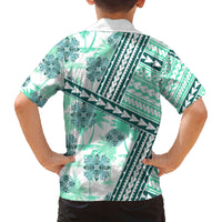 Hawaii Quilt Family Matching Puletasi Dress and Hawaiian Shirt Kakau Polynesian Pattern Teal Version LT01 - Polynesian Pride