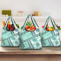 Hawaii Quilt Grocery Bag Kakau Polynesian Pattern Teal Version
