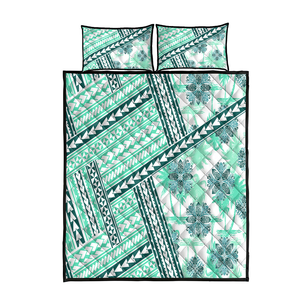 Hawaii Quilt Quilt Bed Set Kakau Polynesian Pattern Teal Version LT01 Teal - Polynesian Pride