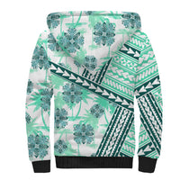 Hawaii Quilt Sherpa Hoodie Kakau Polynesian Pattern Teal Version LT01 - Polynesian Pride