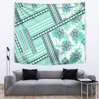 Hawaii Quilt Tapestry Kakau Polynesian Pattern Teal Version LT01 - Polynesian Pride