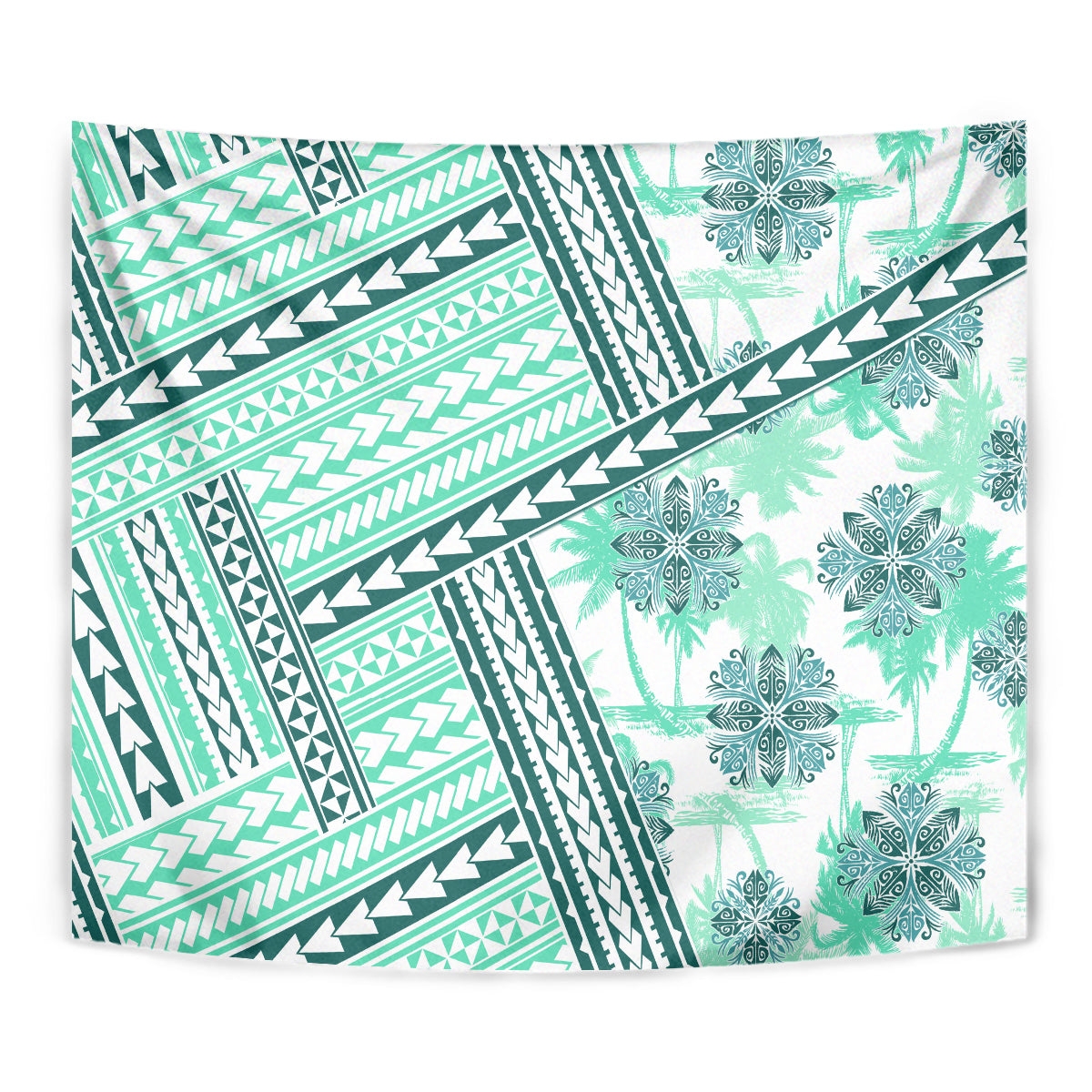 Hawaii Quilt Tapestry Kakau Polynesian Pattern Teal Version LT01 - Polynesian Pride