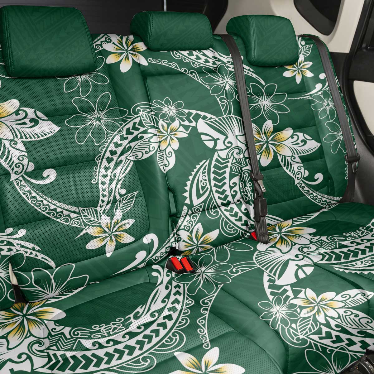 Polynesian Hawaiian Plumeria Tribal Pattern Back Car Seat Cover Green Version LT01 - Polynesian Pride