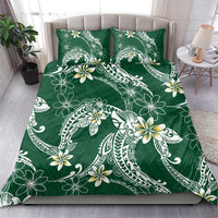 Polynesian Hawaiian Plumeria Tribal Pattern Bedding Set Green Version