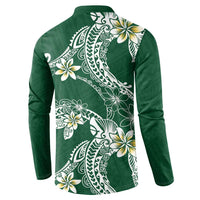 Polynesian Hawaiian Plumeria Tribal Pattern Button Sweatshirt Green Version LT01 - Polynesian Pride