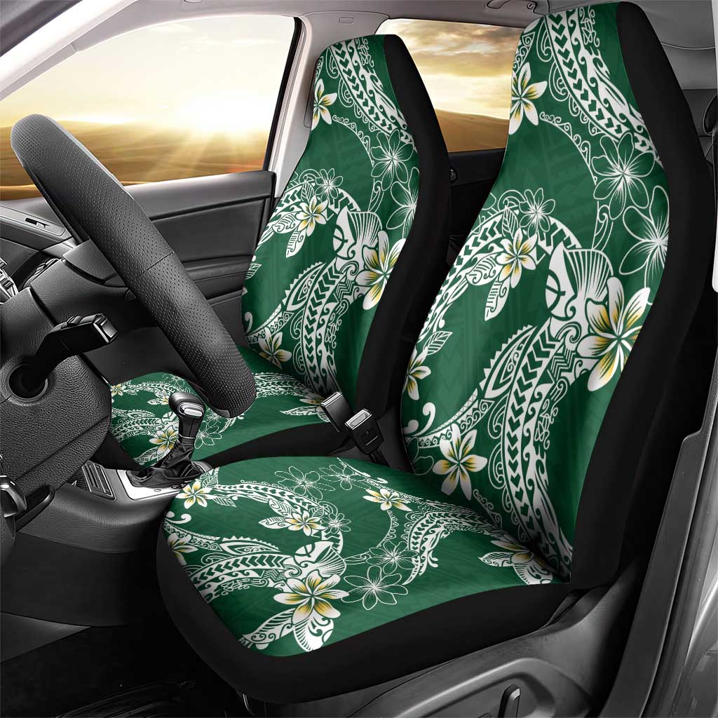 Polynesian Hawaiian Plumeria Tribal Pattern Car Seat Cover Green Version