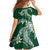 Polynesian Hawaiian Plumeria Tribal Pattern Family Matching Off Shoulder Maxi Dress and Hawaiian Shirt Green Version