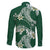 Polynesian Hawaiian Plumeria Tribal Pattern Family Matching Off Shoulder Maxi Dress and Hawaiian Shirt Green Version