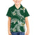 Polynesian Hawaiian Plumeria Tribal Pattern Family Matching Off Shoulder Maxi Dress and Hawaiian Shirt Green Version