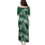 Polynesian Hawaiian Plumeria Tribal Pattern Family Matching Puletasi and Hawaiian Shirt Green Version