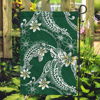 Polynesian Hawaiian Plumeria Tribal Pattern Garden Flag Green Version
