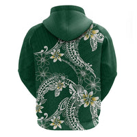 Polynesian Hawaiian Plumeria Tribal Pattern Hoodie Green Version