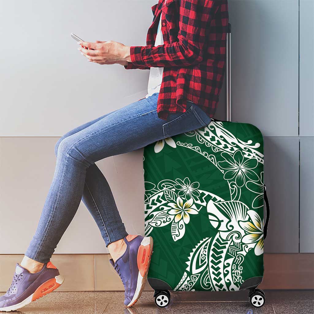 Polynesian Hawaiian Plumeria Tribal Pattern Luggage Cover Green Version