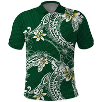 Polynesian Hawaiian Plumeria Tribal Pattern Polo Shirt Green Version