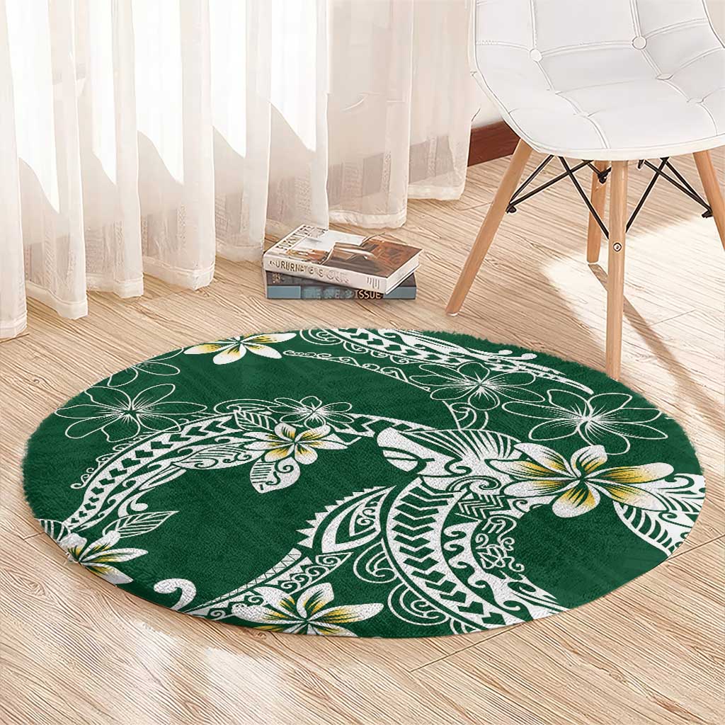 Polynesian Hawaiian Plumeria Tribal Pattern Round Carpet Green Version LT01 - Polynesian Pride