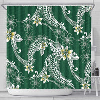 Polynesian Hawaiian Plumeria Tribal Pattern Shower Curtain Green Version LT01 - Polynesian Pride