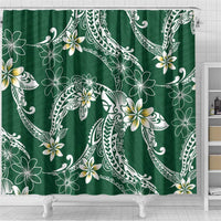 Polynesian Hawaiian Plumeria Tribal Pattern Shower Curtain Green Version LT01 - Polynesian Pride