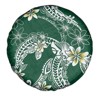 Polynesian Hawaiian Plumeria Tribal Pattern Spare Tire Cover Green Version