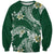Polynesian Hawaiian Plumeria Tribal Pattern Sweatshirt Green Version