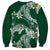 Polynesian Hawaiian Plumeria Tribal Pattern Sweatshirt Green Version