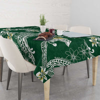 Polynesian Hawaiian Plumeria Tribal Pattern Tablecloth Green Version