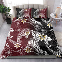 Polynesian Hawaiian Plumeria Tribal Pattern Bedding Set Special Wine Red Version