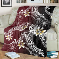 Polynesian Hawaiian Plumeria Tribal Pattern Blanket Special Wine Red Version