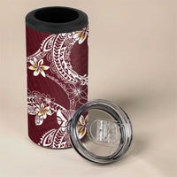 Polynesian Hawaiian Plumeria Tribal Pattern 4 in 1 Can Cooler Tumbler Special Wine Red Version