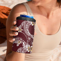 Polynesian Hawaiian Plumeria Tribal Pattern 4 in 1 Can Cooler Tumbler Special Wine Red Version