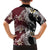 Polynesian Hawaiian Plumeria Tribal Pattern Family Matching Long Sleeve Bodycon Dress and Hawaiian Shirt Special Wine Red Version