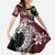 Polynesian Hawaiian Plumeria Tribal Pattern Family Matching Long Sleeve Bodycon Dress and Hawaiian Shirt Special Wine Red Version