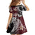 Polynesian Hawaiian Plumeria Tribal Pattern Family Matching Long Sleeve Bodycon Dress and Hawaiian Shirt Special Wine Red Version