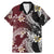 Polynesian Hawaiian Plumeria Tribal Pattern Family Matching Mermaid Dress and Hawaiian Shirt Special Wine Red Version