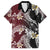 Polynesian Hawaiian Plumeria Tribal Pattern Family Matching Off The Shoulder Long Sleeve Dress and Hawaiian Shirt Special Wine Red Version