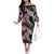 Polynesian Hawaiian Plumeria Tribal Pattern Family Matching Off The Shoulder Long Sleeve Dress and Hawaiian Shirt Special Wine Red Version