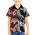 Polynesian Hawaiian Plumeria Tribal Pattern Family Matching Off The Shoulder Long Sleeve Dress and Hawaiian Shirt Special Wine Red Version