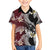 Polynesian Hawaiian Plumeria Tribal Pattern Family Matching Off Shoulder Short Dress and Hawaiian Shirt Special Wine Red Version
