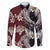 Polynesian Hawaiian Plumeria Tribal Pattern Family Matching Short Sleeve Bodycon Dress and Hawaiian Shirt Special Wine Red Version