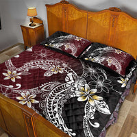 Polynesian Hawaiian Plumeria Tribal Pattern Quilt Bed Set Special Wine Red Version