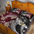 Polynesian Hawaiian Plumeria Tribal Pattern Quilt Bed Set Special Wine Red Version