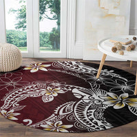 Polynesian Hawaiian Plumeria Tribal Pattern Round Carpet Special Wine Red Version LT01 - Polynesian Pride