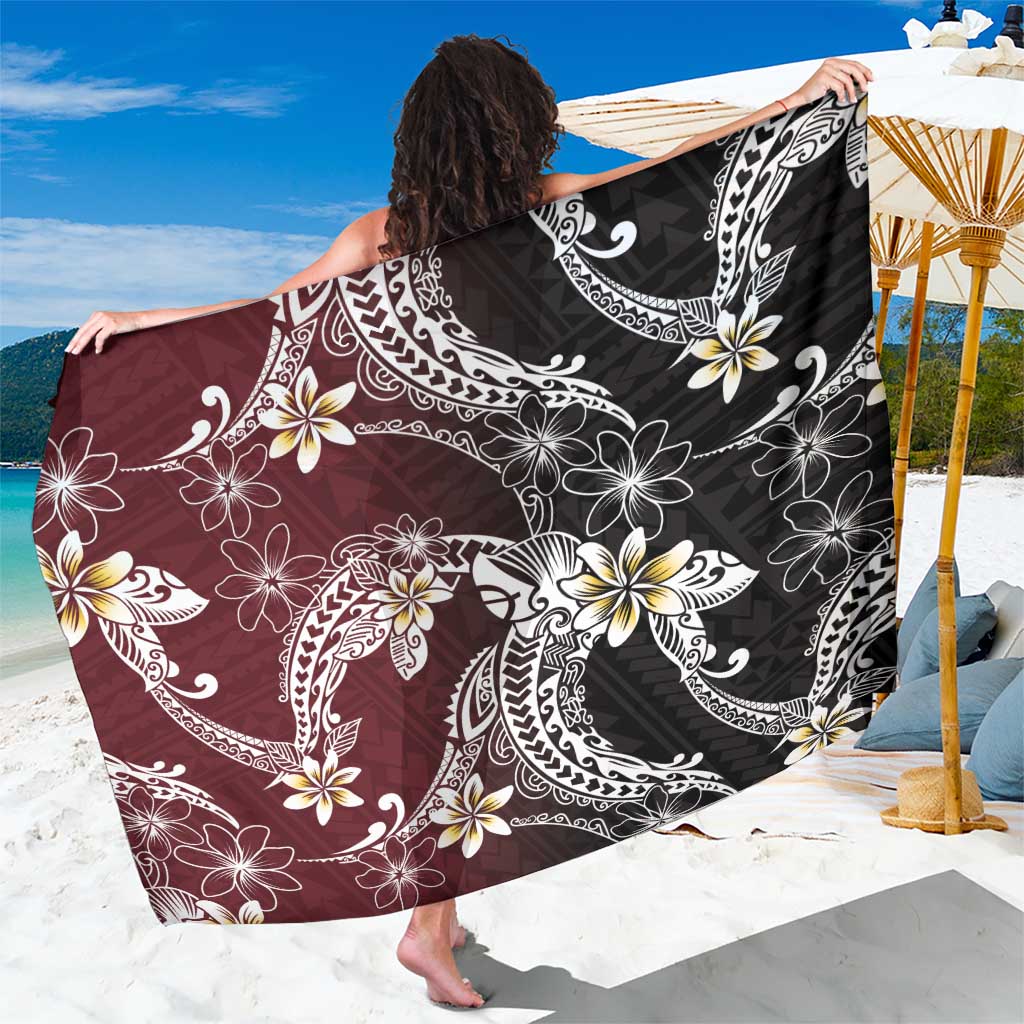 Polynesian Hawaiian Plumeria Tribal Pattern Sarong Special Wine Red Version LT01 One Size 44 x 66 inches Red - Polynesian Pride