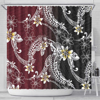 Polynesian Hawaiian Plumeria Tribal Pattern Shower Curtain Special Wine Red Version LT01 - Polynesian Pride