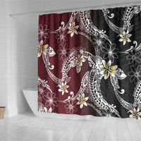 Polynesian Hawaiian Plumeria Tribal Pattern Shower Curtain Special Wine Red Version LT01 - Polynesian Pride