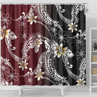 Polynesian Hawaiian Plumeria Tribal Pattern Shower Curtain Special Wine Red Version LT01 - Polynesian Pride