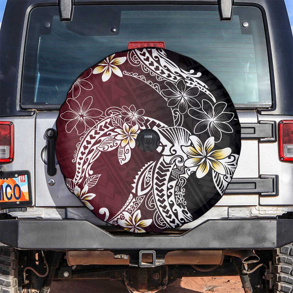 Polynesian Hawaiian Plumeria Tribal Pattern Spare Tire Cover Special Wine Red Version