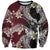 Polynesian Hawaiian Plumeria Tribal Pattern Sweatshirt Special Wine Red Version