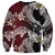 Polynesian Hawaiian Plumeria Tribal Pattern Sweatshirt Special Wine Red Version
